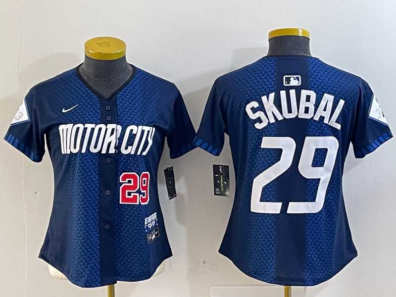 Womens Detroit Tigers #29 Tarik Skubal 2024 Navy City Connect Cool Base Limited Stitched Jerseys->mlb womens jerseys->MLB Jersey